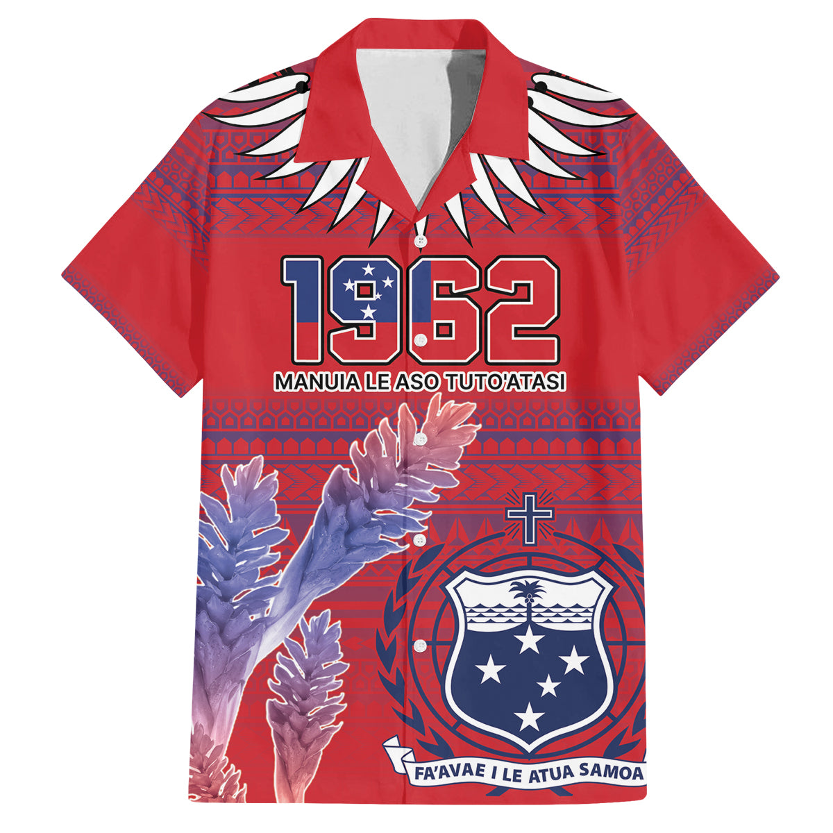Custom Samoa 1962 Independence Day Custom Family Matching Long Sleeve Bodycon Dress and Hawaiian Shirt Manuia le Aso Tuto'atasi Ula Nifo Red Art LT9 Dad's Shirt - Short Sleeve Red - Polynesian Pride