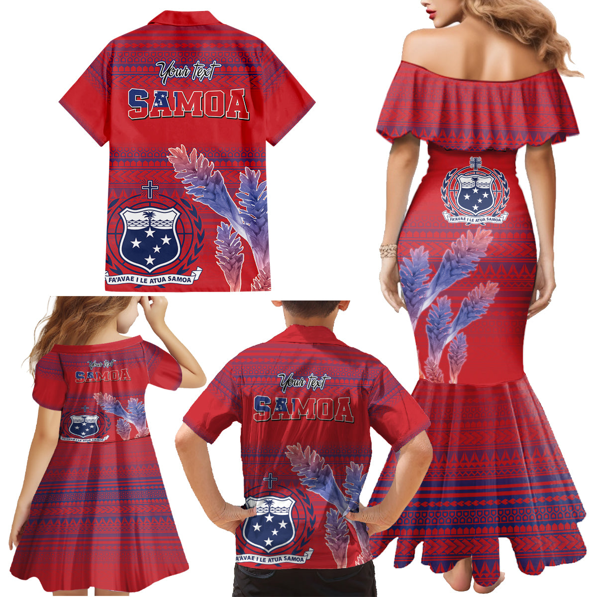 Custom Samoa 1962 Independence Day Custom Family Matching Mermaid Dress and Hawaiian Shirt Manuia le Aso Tuto'atasi Ula Nifo Red Art LT9 - Polynesian Pride