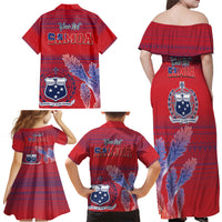 Custom Samoa 1962 Independence Day Custom Family Matching Off Shoulder Maxi Dress and Hawaiian Shirt Manuia le Aso Tuto'atasi Ula Nifo Red Art LT9 - Polynesian Pride