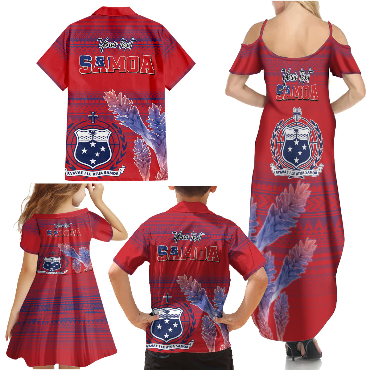 Custom Samoa 1962 Independence Day Custom Family Matching Summer Maxi Dress and Hawaiian Shirt Manuia le Aso Tuto'atasi Ula Nifo Red Art LT9 - Polynesian Pride