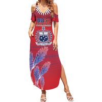 Custom Samoa 1962 Independence Day Custom Family Matching Summer Maxi Dress and Hawaiian Shirt Manuia le Aso Tuto'atasi Ula Nifo Red Art LT9 Mom's Dress Red - Polynesian Pride