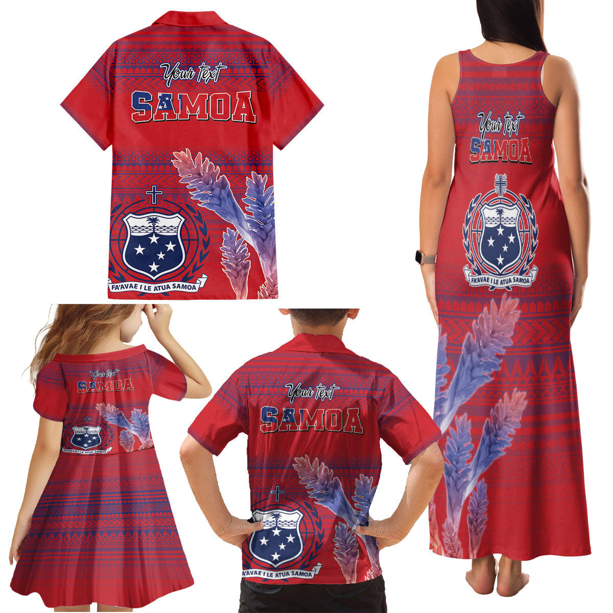Custom Samoa 1962 Independence Day Custom Family Matching Tank Maxi Dress and Hawaiian Shirt Manuia le Aso Tuto'atasi Ula Nifo Red Art LT9 - Polynesian Pride