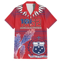 Custom Samoa 1962 Independence Day Custom Family Matching Tank Maxi Dress and Hawaiian Shirt Manuia le Aso Tuto'atasi Ula Nifo Red Art LT9 Dad's Shirt - Short Sleeve Red - Polynesian Pride