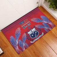 Custom Samoa 1962 Independence Day Custom Rubber Doormat Manuia le Aso Tuto'atasi Ula Nifo Red Art LT9 Red - Polynesian Pride