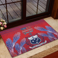 Custom Samoa 1962 Independence Day Custom Rubber Doormat Manuia le Aso Tuto'atasi Ula Nifo Red Art LT9 - Polynesian Pride