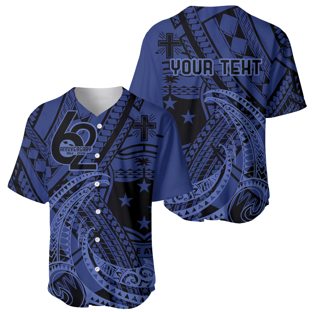 Custom Samoa 62nd Manuia le Aso Tuto'atasi Baseball Jersey Samoan Tatau Blue Art