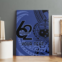Custom Samoa 62nd Manuia le Aso Tuto'atasi Canvas Wall Art Samoan Tatau Blue Art