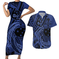 Custom Samoa 62nd Manuia le Aso Tuto'atasi Couples Matching Short Sleeve Bodycon Dress and Hawaiian Shirt Samoan Tatau Blue Art LT9 Blue - Polynesian Pride