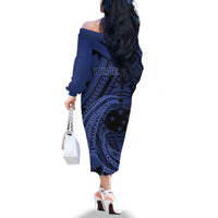 Custom Samoa 62nd Manuia le Aso Tuto'atasi Family Matching Off The Shoulder Long Sleeve Dress and Hawaiian Shirt Samoan Tatau Blue Art LT9 - Polynesian Pride