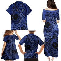 Custom Samoa 62nd Manuia le Aso Tuto'atasi Family Matching Puletasi and Hawaiian Shirt Samoan Tatau Blue Art LT9 - Polynesian Pride