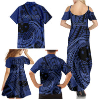Custom Samoa 62nd Manuia le Aso Tuto'atasi Family Matching Summer Maxi Dress and Hawaiian Shirt Samoan Tatau Blue Art LT9 - Polynesian Pride