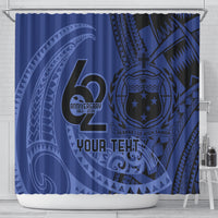 Custom Samoa 62nd Manuia le Aso Tuto'atasi Shower Curtain Samoan Tatau Blue Art