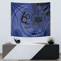 Custom Samoa 62nd Manuia le Aso Tuto'atasi Tapestry Samoan Tatau Blue Art