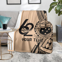 Custom Samoa Manuia le 62 Tausaga O le Tuto’atasi Blanket Samoan Tatau Beige Art