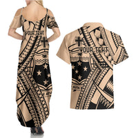 Custom Samoa Manuia le 62 Tausaga O le Tutoatasi Couples Matching Summer Maxi Dress and Hawaiian Shirt Samoan Tatau Beige Art LT9 - Polynesian Pride