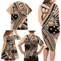 Custom Samoa Manuia le 62 Tausaga O le Tutoatasi Family Matching Long Sleeve Bodycon Dress and Hawaiian Shirt Samoan Tatau Beige Art LT9 - Polynesian Pride