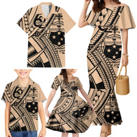 Custom Samoa Manuia le 62 Tausaga O le Tutoatasi Family Matching Mermaid Dress and Hawaiian Shirt Samoan Tatau Beige Art LT9 - Polynesian Pride