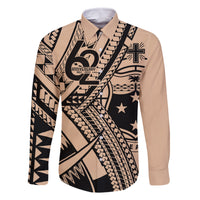 Custom Samoa Manuia le 62 Tausaga O le Tutoatasi Family Matching Mermaid Dress and Hawaiian Shirt Samoan Tatau Beige Art LT9 Dad's Shirt - Long Sleeve Beige - Polynesian Pride