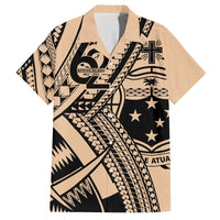 Custom Samoa Manuia le 62 Tausaga O le Tutoatasi Family Matching Puletasi and Hawaiian Shirt Samoan Tatau Beige Art LT9 Dad's Shirt - Short Sleeve Beige - Polynesian Pride