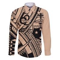 Custom Samoa Manuia le 62 Tausaga O le Tutoatasi Family Matching Short Sleeve Bodycon Dress and Hawaiian Shirt Samoan Tatau Beige Art LT9 Dad's Shirt - Long Sleeve Beige - Polynesian Pride