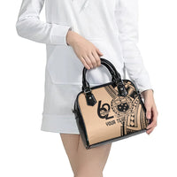 Custom Samoa Manuia le 62 Tausaga O le Tuto’atasi Shoulder Handbag Samoan Tatau Beige Art
