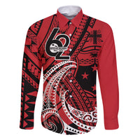 Custom Samoa Manuia le 62 Tausaga O le Tutoatasi Family Matching Off The Shoulder Long Sleeve Dress and Hawaiian Shirt Samoan Tatau Red Art LT9 Dad's Shirt - Long Sleeve Red - Polynesian Pride