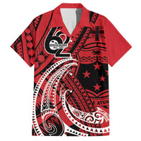 Custom Samoa Manuia le 62 Tausaga O le Tutoatasi Family Matching Off Shoulder Maxi Dress and Hawaiian Shirt Samoan Tatau Red Art LT9 Dad's Shirt - Short Sleeve Red - Polynesian Pride