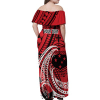 Custom Samoa Manuia le 62 Tausaga O le Tutoatasi Family Matching Off Shoulder Maxi Dress and Hawaiian Shirt Samoan Tatau Red Art LT9 - Polynesian Pride