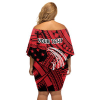 Custom Samoa Manuia le 62 Tausaga O le Tutoatasi Family Matching Off Shoulder Short Dress and Hawaiian Shirt Samoan Tatau Red Art LT9 - Polynesian Pride