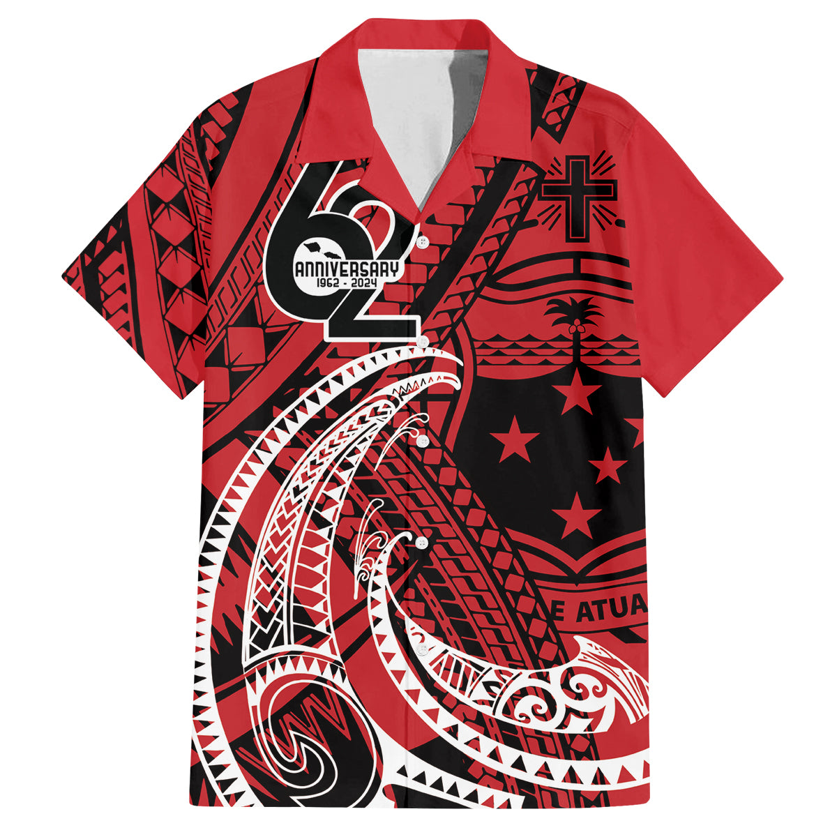 Custom Samoa Manuia le 62 Tausaga O le Tutoatasi Family Matching Puletasi and Hawaiian Shirt Samoan Tatau Red Art LT9 Dad's Shirt - Short Sleeve Red - Polynesian Pride