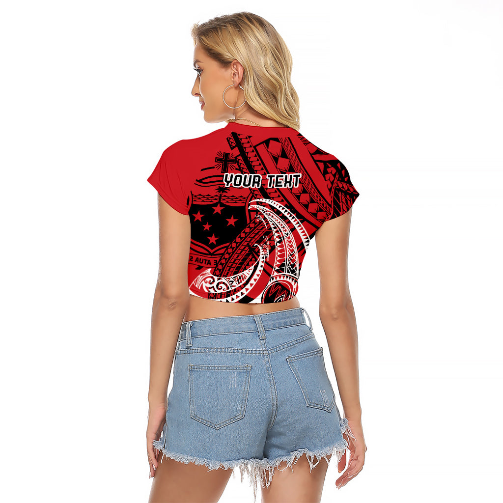 Custom Samoa Manuia le 62 Tausaga O le Tuto’atasi Raglan Cropped T Shirt Samoan Tatau Red Art