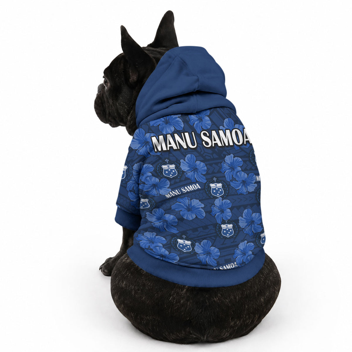 Manu Samoa Rugby Pet Hoodie Polynesian Style With Hibiscus LT9 - Polynesian Pride