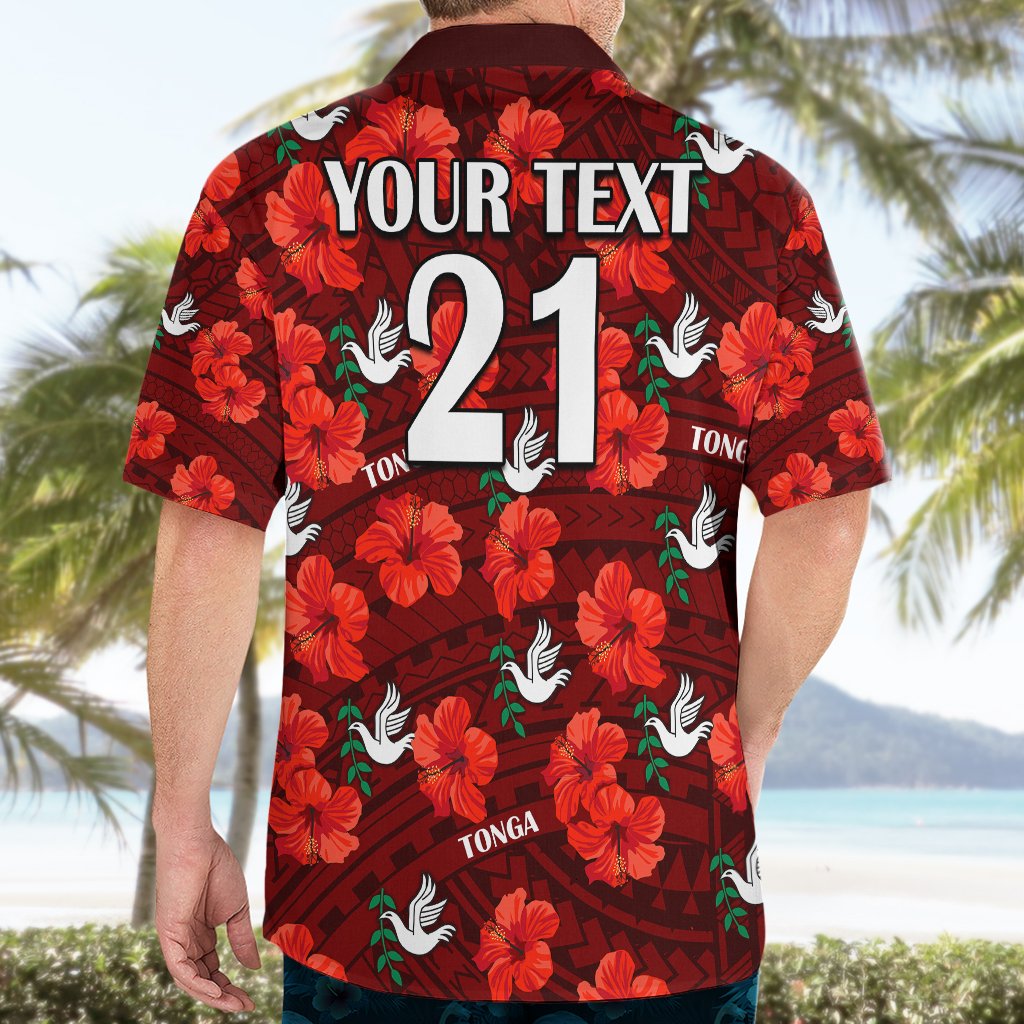 (Custom Text And Number) Tonga Rugby Hawaiian Shirt Polynesian Style With Hibiscus LT9 - Polynesian Pride