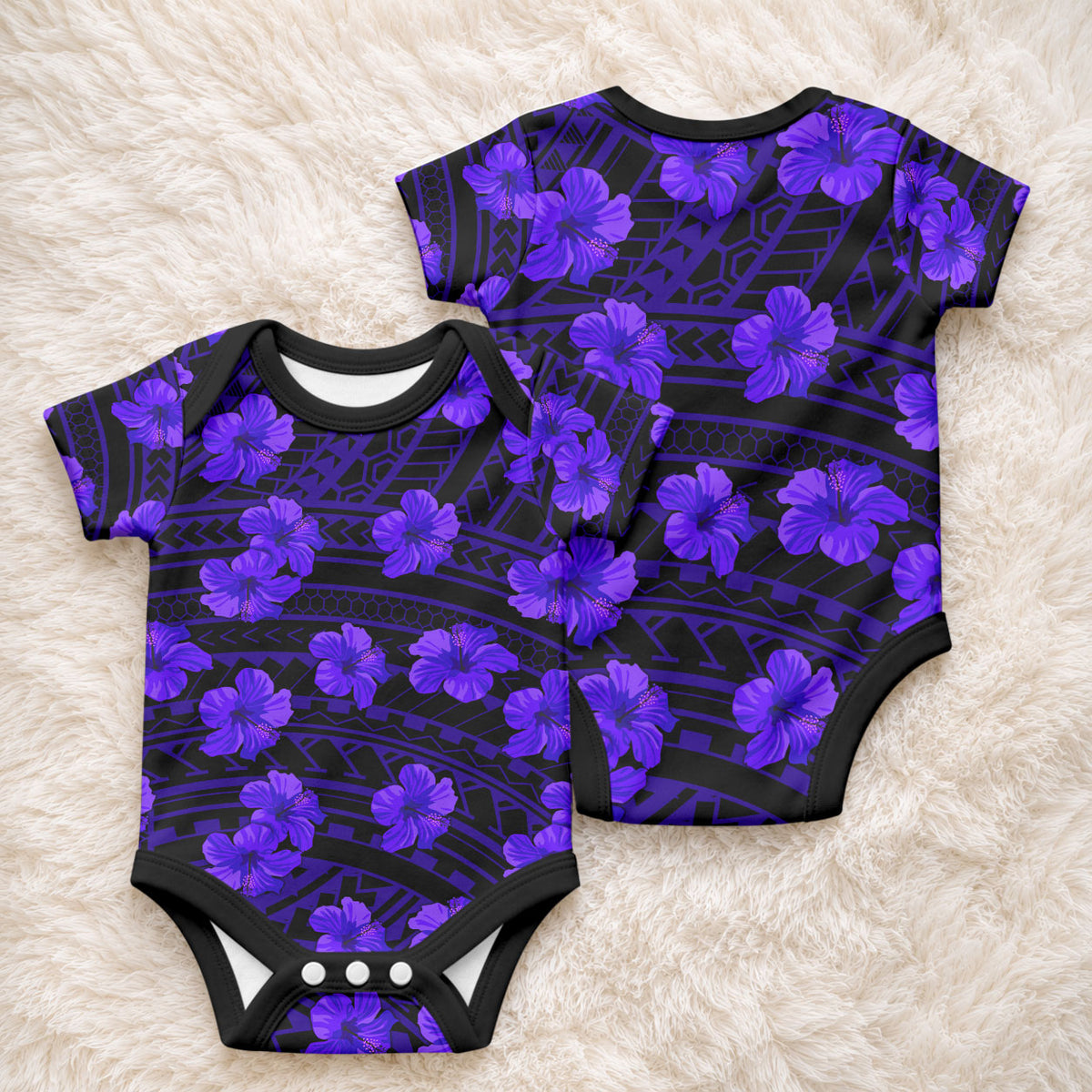 Polynesian Pride Hawaii Style With Hibiscus Baby Onesie Blue LT9 - Polynesian Pride