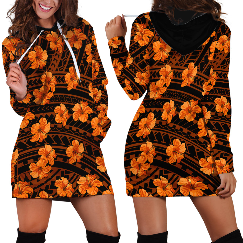 Polynesian Pride Hawaii Style With Hibiscus Hoodie Dress Gold LT9 - Polynesian Pride
