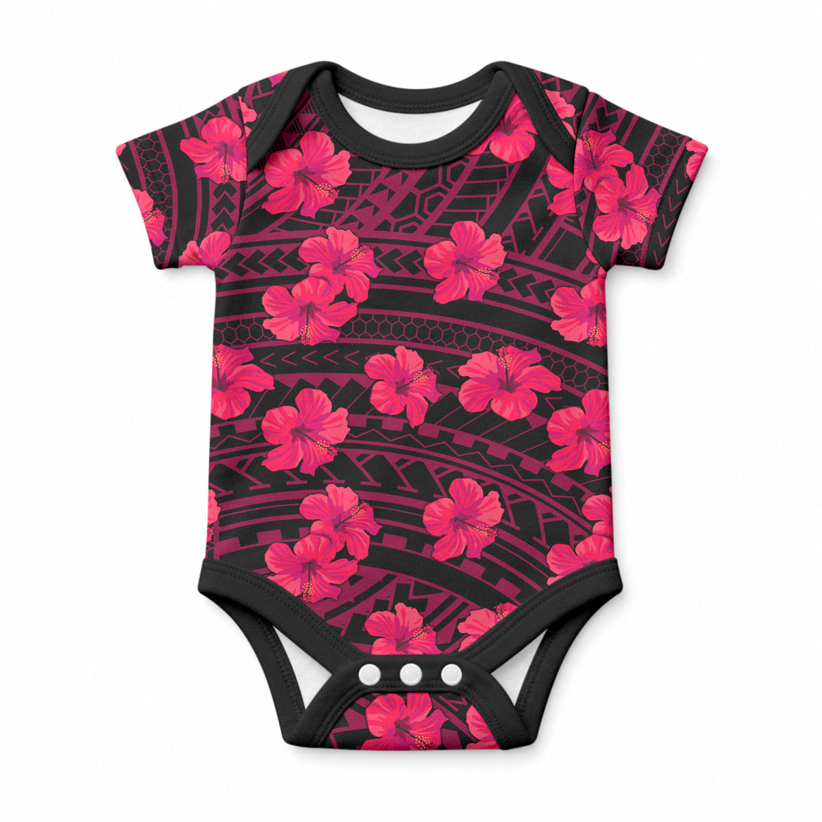 Polynesian Pride Hawaii Style With Hibiscus Baby Onesie Pink LT9 Pink - Polynesian Pride
