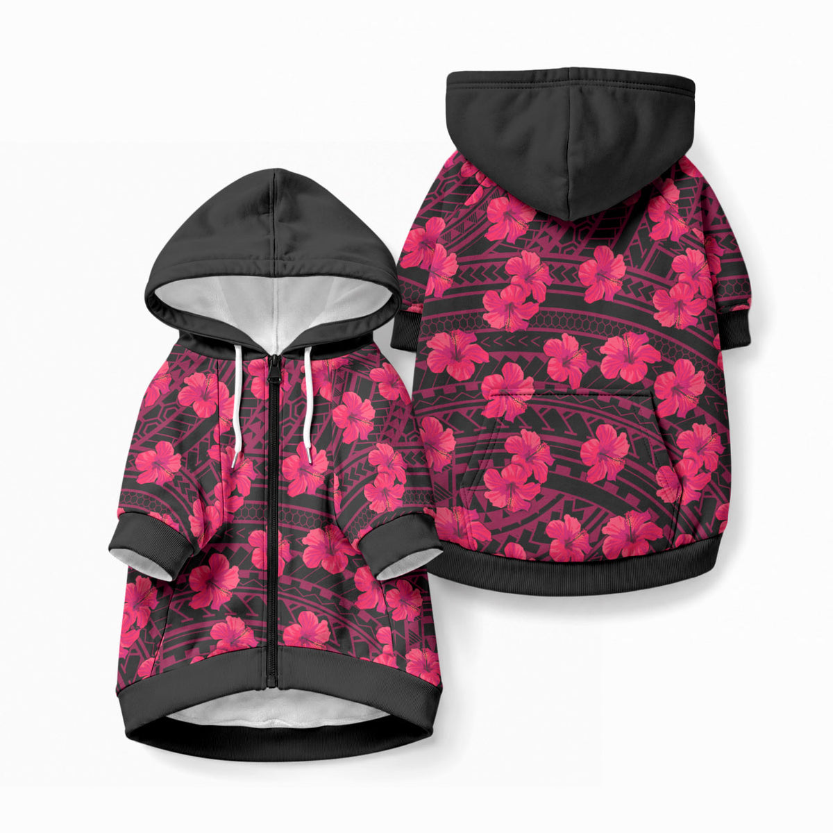 Polynesian Pride Hawaii Style With Hibiscus Pet Hoodie Pink LT9 Zip-up Pink - Polynesian Pride
