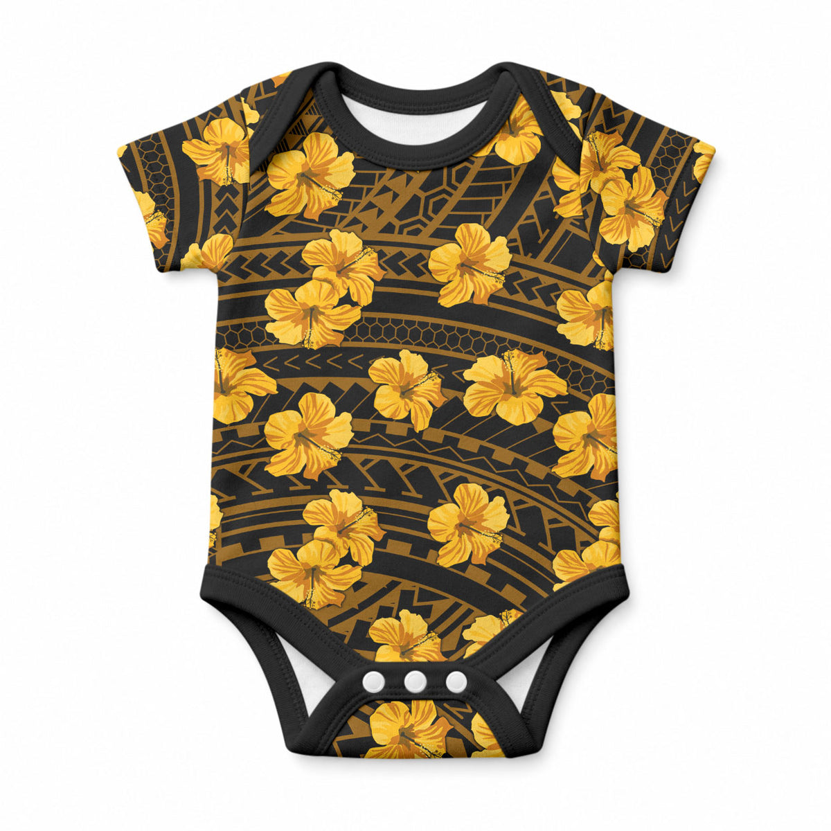 Polynesian Pride Hawaii Style With Hibiscus Baby Onesie Yellow LT9 Yellow - Polynesian Pride