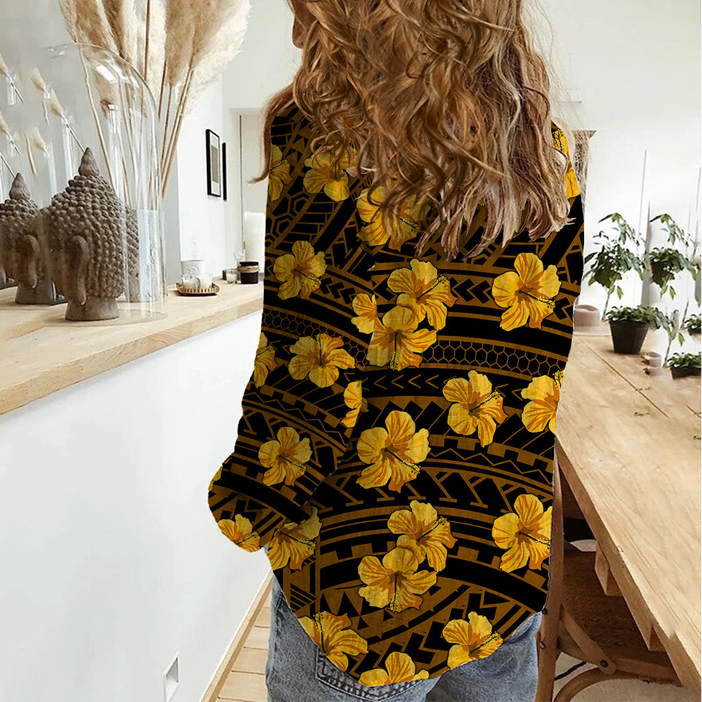 Polynesian Pride Hawaii Style With Hibiscus Women Casual Shirt Yellow LT9 - Polynesian Pride