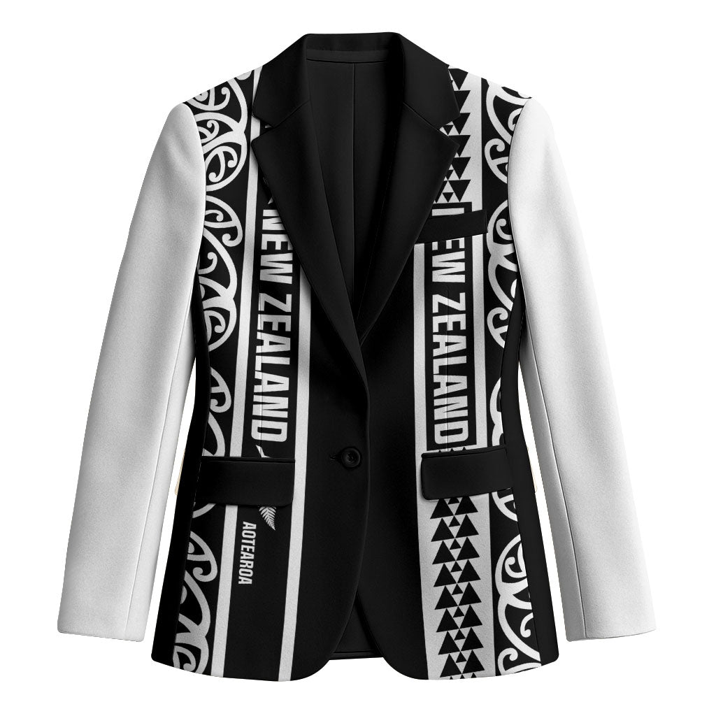 Custom New Zealand Football White Fern Supporter Blazer LT9 Unisex Black - Polynesian Pride