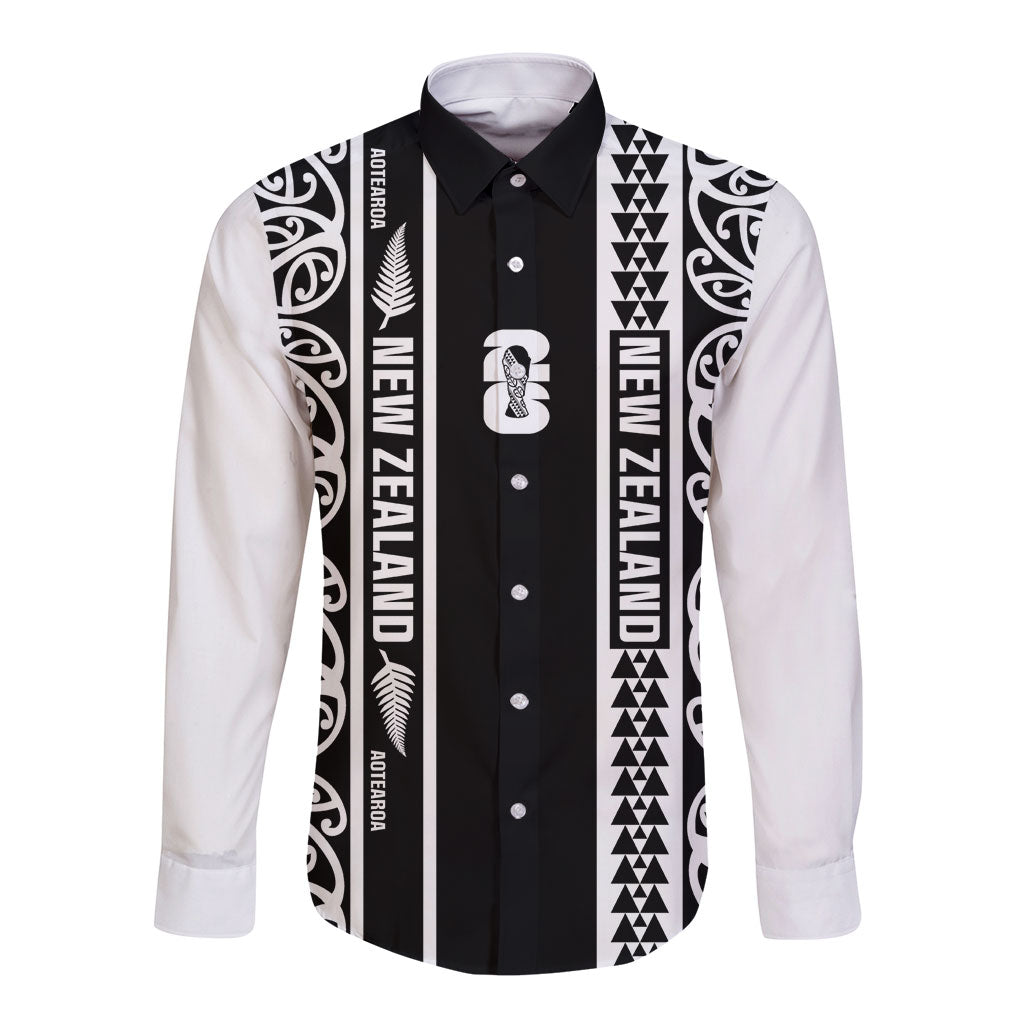 Custom New Zealand Football White Fern Supporter Long Sleeve Button Shirt