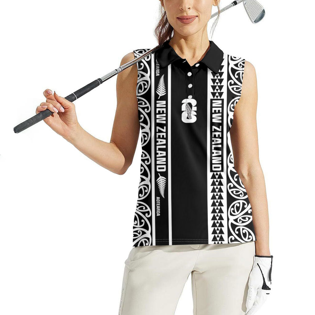 Custom New Zealand Football White Fern Supporter Women Sleeveless Polo Shirt LT9 - Polynesian Pride