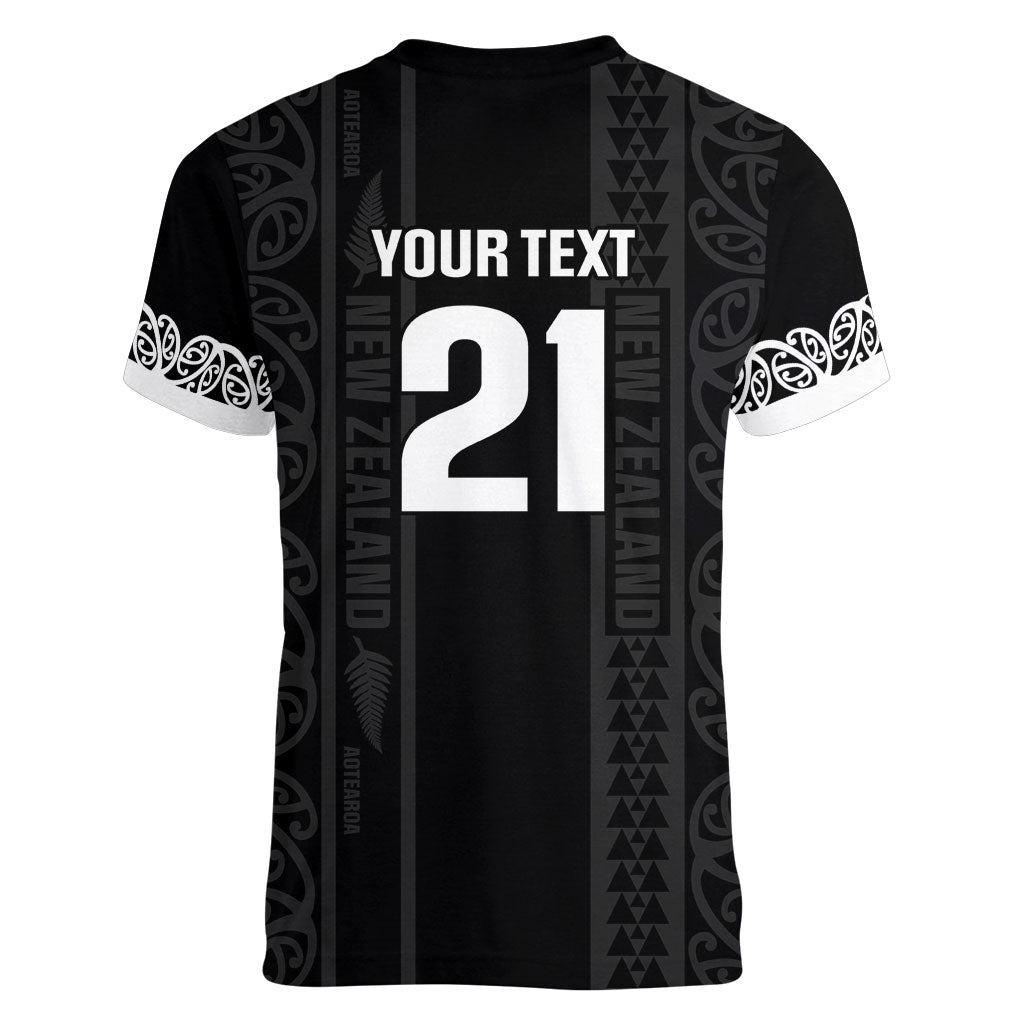 Custom New Zealand Football White Fern Supporter Women V-Neck T-Shirt LT9 - Polynesian Pride