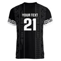Custom New Zealand Football White Fern Supporter Women V-Neck T-Shirt LT9 - Polynesian Pride