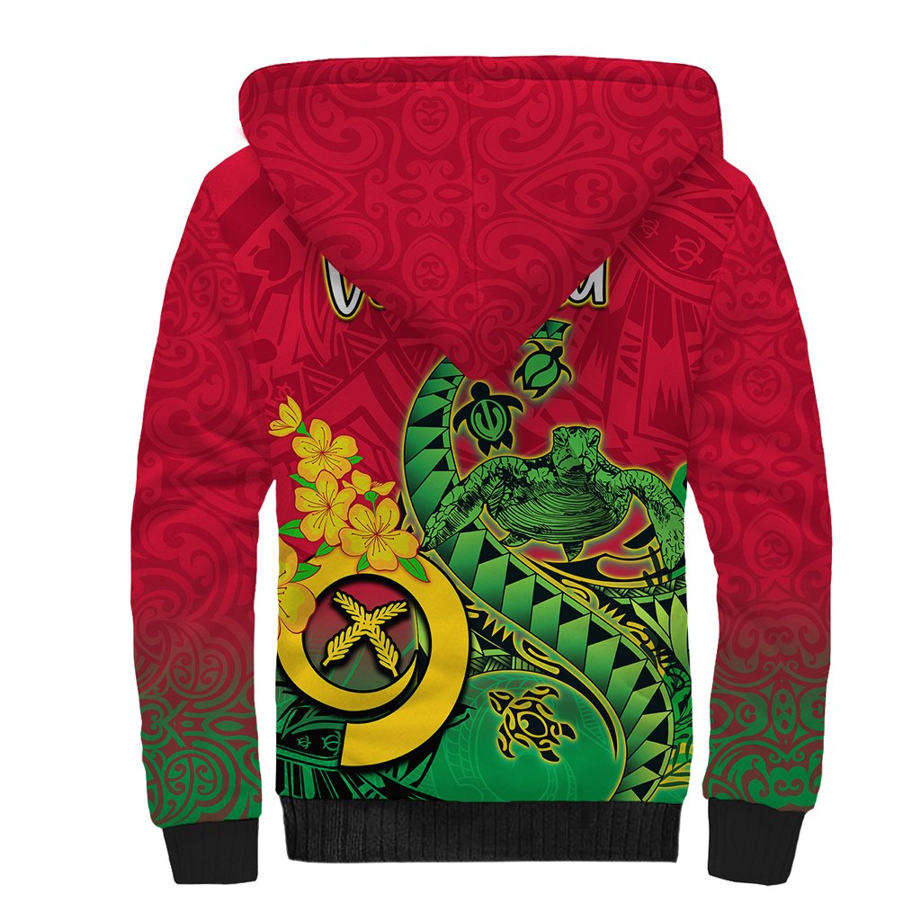 Vanuatu Islands Sherpa Hoodie Polynesian Tattoo and Sea Turtle LT9 - Polynesian Pride