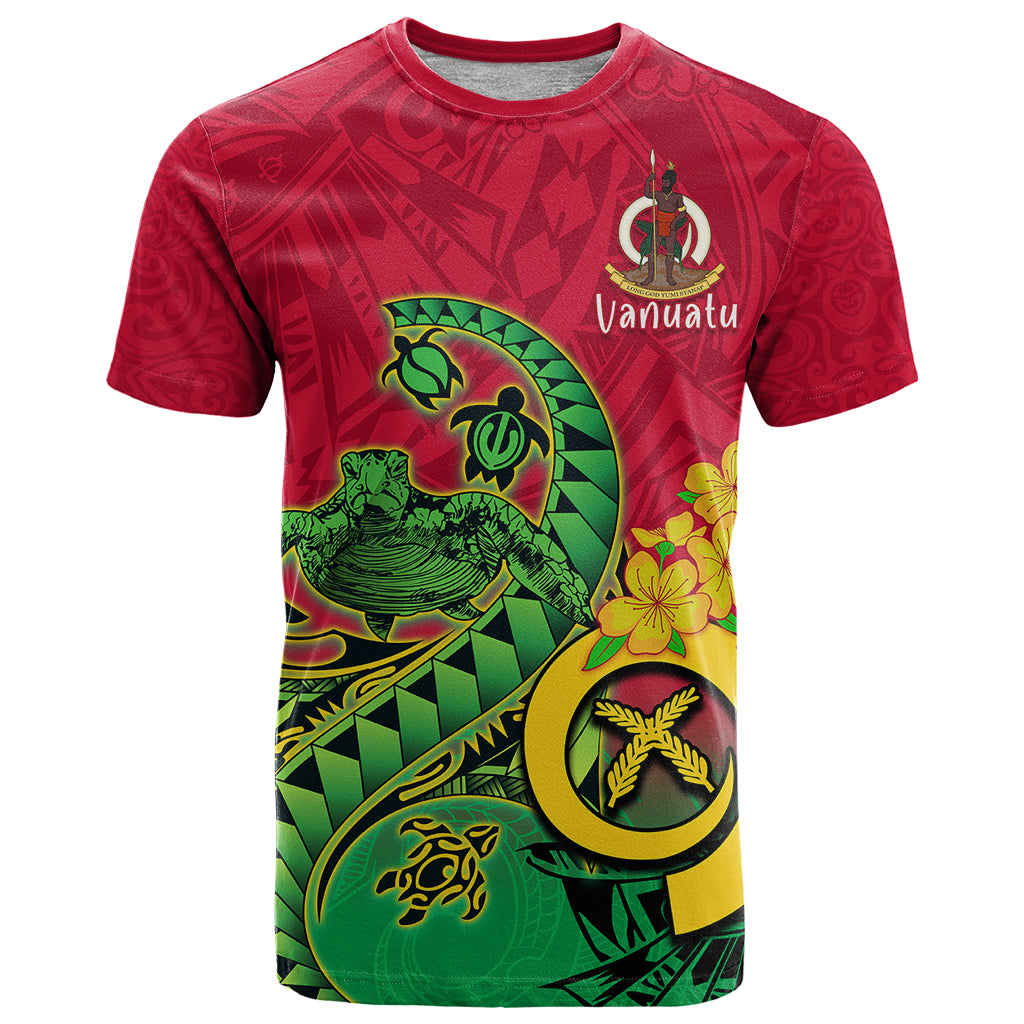 Vanuatu Islands T Shirt Polynesian Tattoo and Sea Turtle LT9 Green - Polynesian Pride