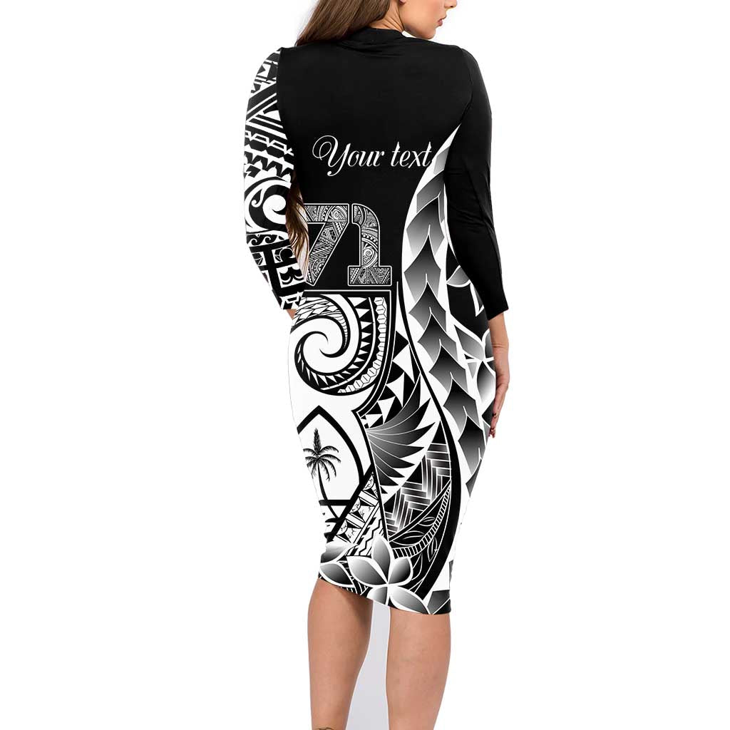 671 Guam Personalised Family Matching Long Sleeve Bodycon Dress and Hawaiian Shirt Latte Stone Tribal LT9 - Polynesian Pride