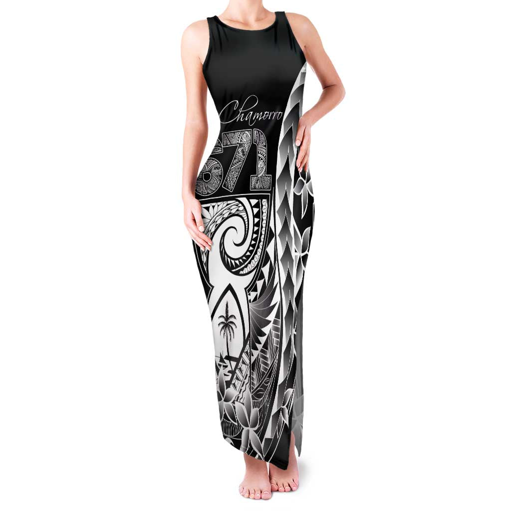 671 Guam Personalised Family Matching Tank Maxi Dress and Hawaiian Shirt Latte Stone Tribal LT9 Mom's Dress Black - Polynesian Pride