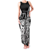 671 Guam Personalised Family Matching Tank Maxi Dress and Hawaiian Shirt Latte Stone Tribal LT9 Mom's Dress Black - Polynesian Pride