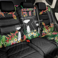 671 Guam Personalised Back Car Seat Cover Latte Stone and Tropical Flowers LT9 - Polynesian Pride